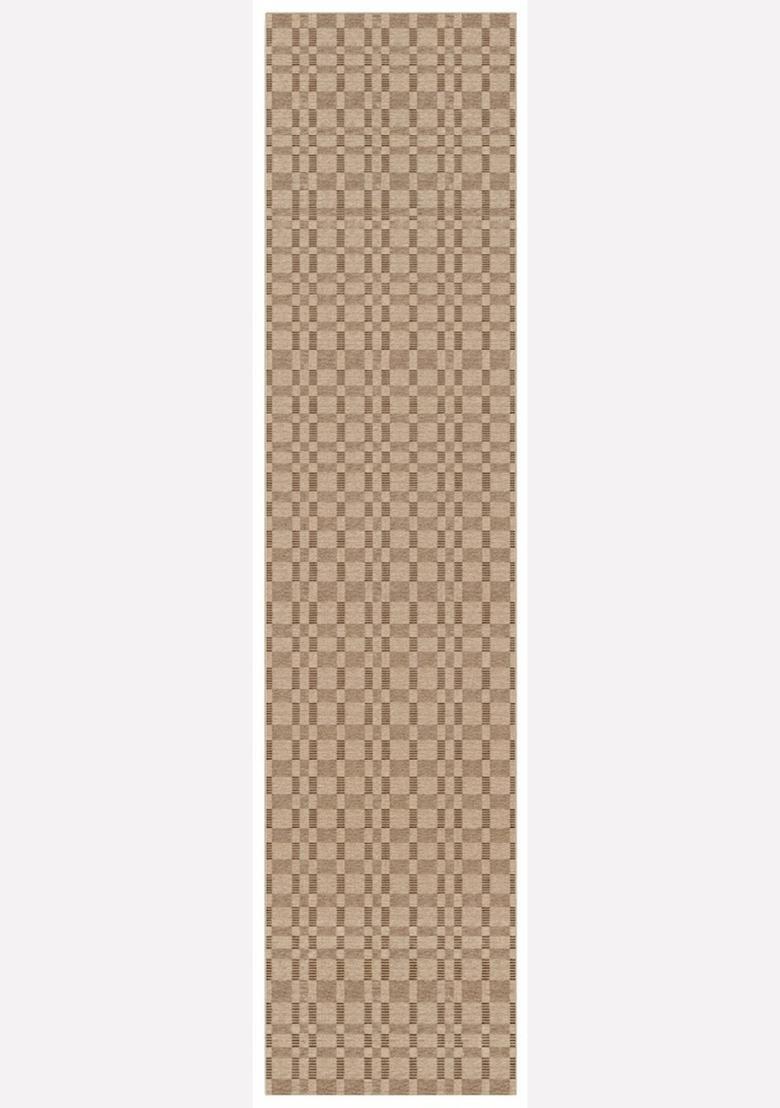 Saffron Rugs Wool Tufted Machine Washable Runner | Water Repellent Non Slip | Beige Contemporary Geometric for Kitchen Bedroom Living Room Hallway - Indya
