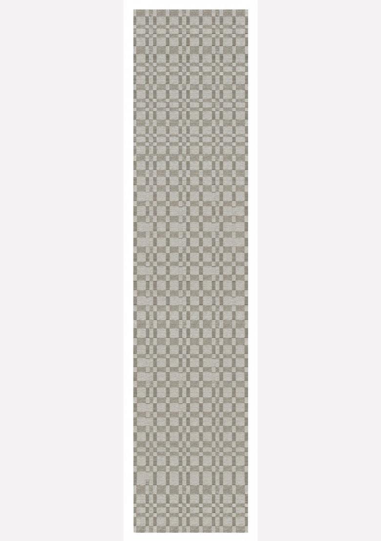 Saffron Rugs Wool Tufted Machine Washable Runner | Water Repellent Non Slip | Grey Contemporary Geometric for Kitchen Bedroom Living Room Hallway - Indya
