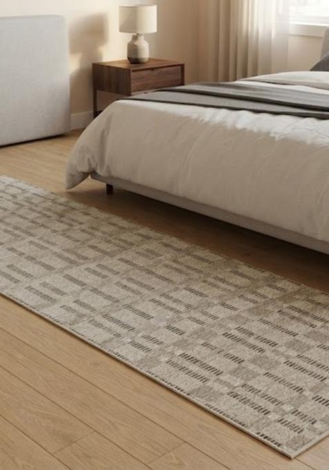 Saffron Rugs Wool Tufted Machine Washable Runner | Water Repellent Non Slip | Grey Contemporary Geometric for Kitchen Bedroom Living Room Hallway