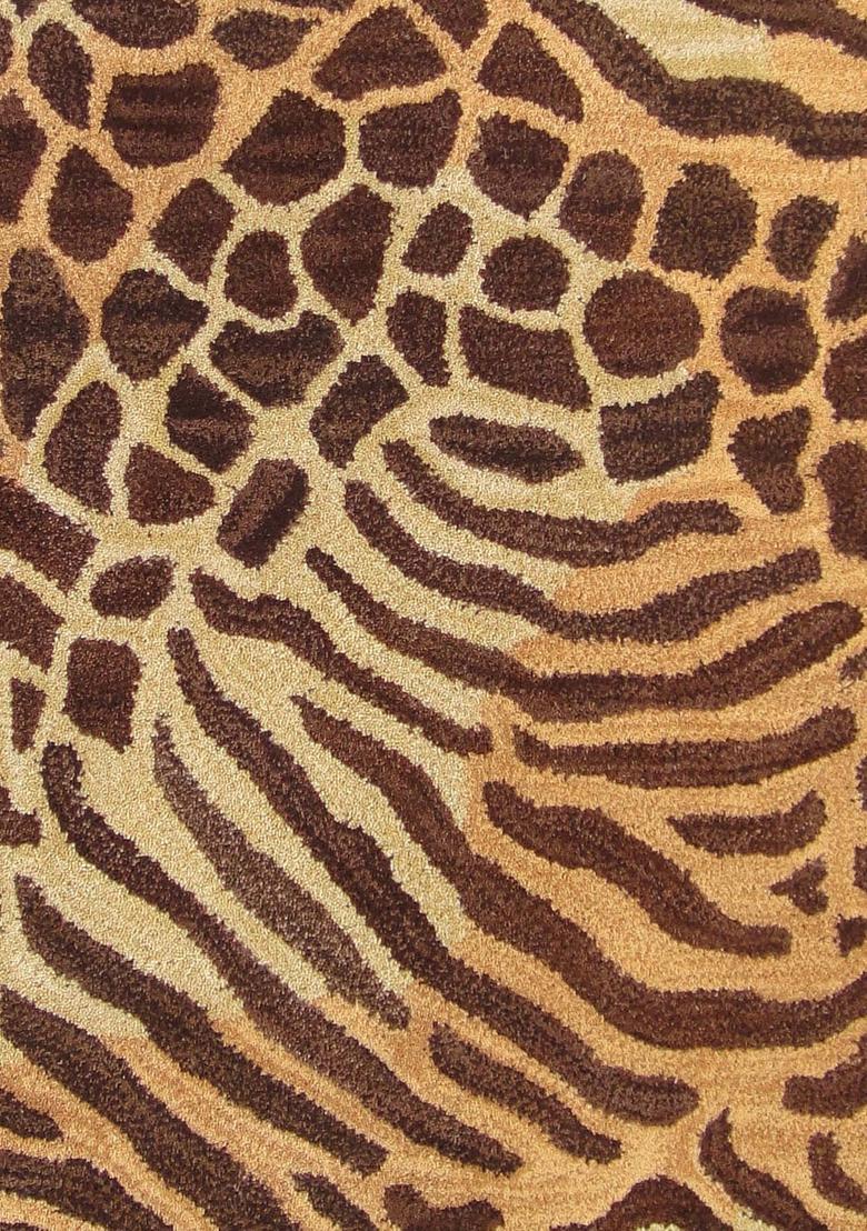 Saffron Rugs Hand-Tufted 80% Wool Rectangular Rug | Golden Brown | Cotton Backing | Contemporary Animal Print - Indya
