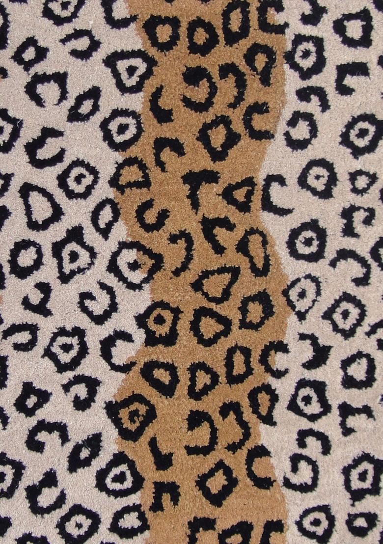 Saffron Rugs Hand-Tufted 80% Wool Rectangular Rug | Tan Brown | Cotton Backing | Bohemian Animal Print - Indya