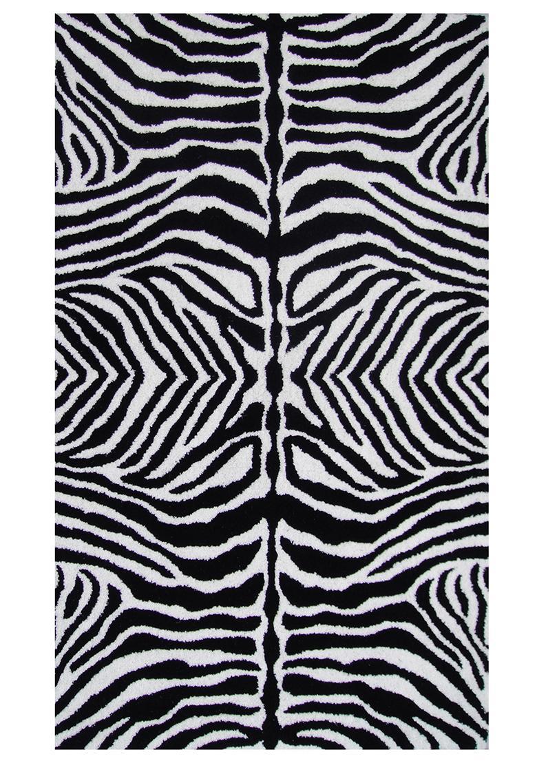 Saffron Rugs Hand-Tufted 80% Wool Rectangular Rug | Black and White | Cotton Backing | Contemporary Animal Print - Indya