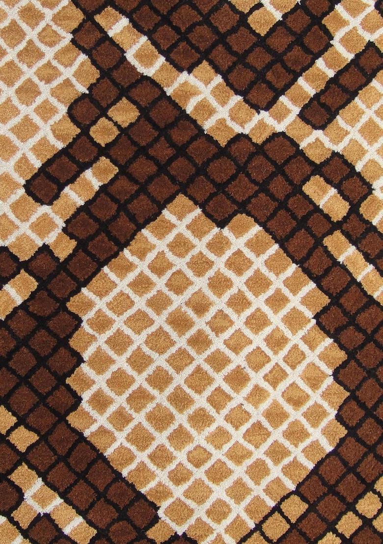 Saffron Rugs Hand-Tufted 80% Wool Rectangular Rug | Brown | Cotton Backing | Eclectic Animal Print - Indya