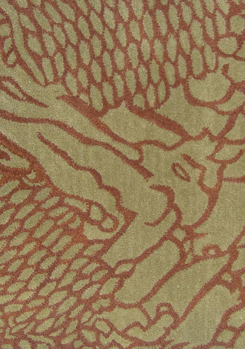 Saffron Rugs Hand-Tufted 80% Wool Rectangular Rug | Olive Green | Cotton Backing | Contemporary Animal Print - Indya
