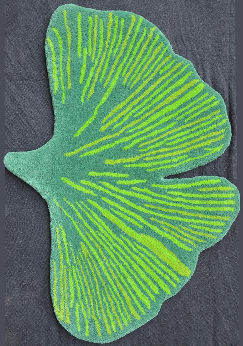Saffron Rugs Hand-Tufted 80% Wool Leaf Rug | Green | Cotton Backing | Casual Leaf - Indya