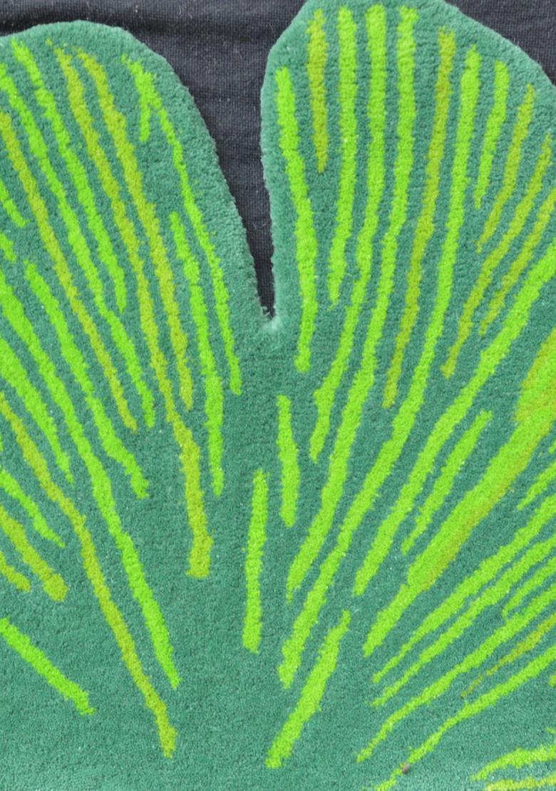 Saffron Rugs Hand-Tufted 80% Wool Leaf Rug | Green | Cotton Backing | Casual Leaf - Indya
