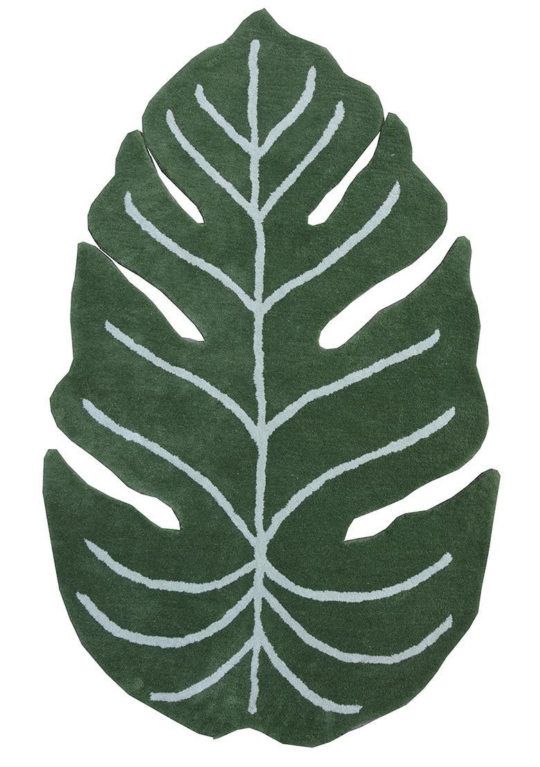 Saffron Rugs Hand-Tufted 80% Wool Leaf Rug | Forest Green | Cotton Backing | Tropical Leaf - Indya