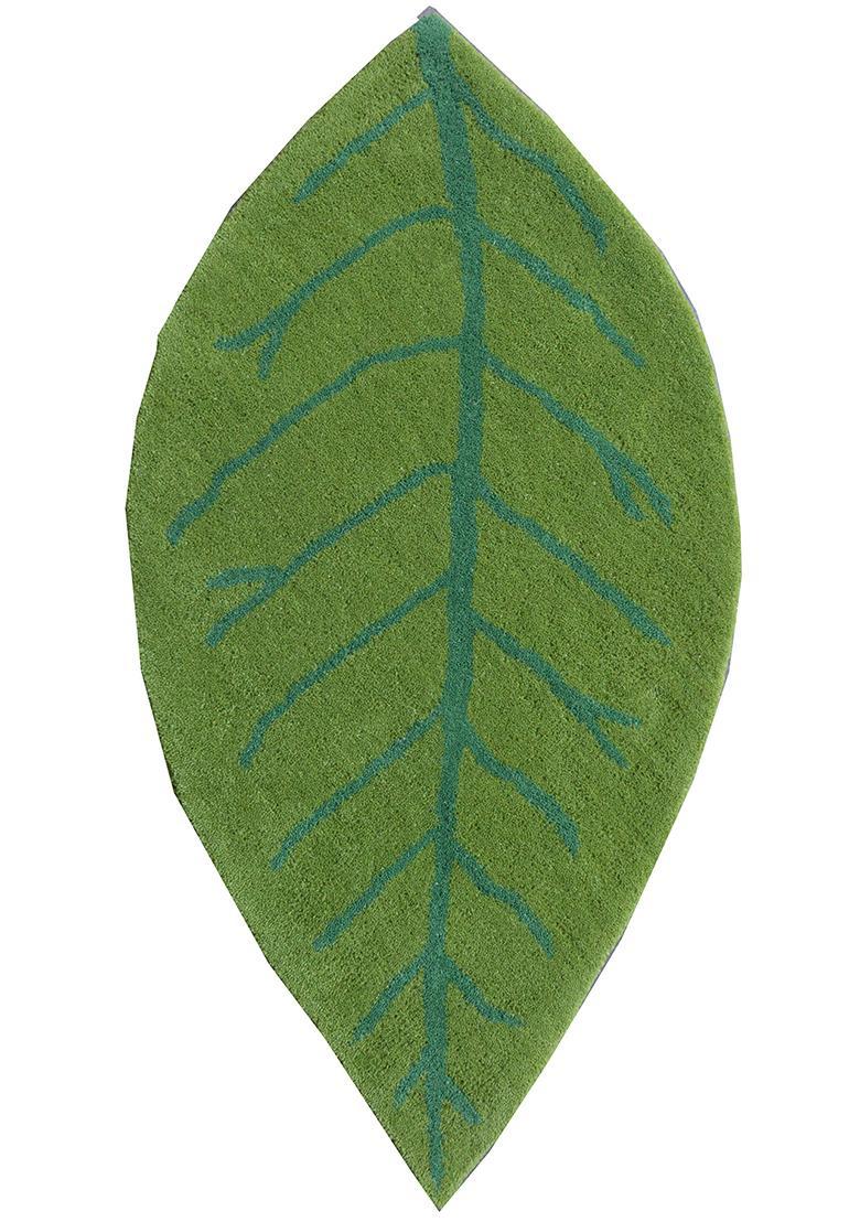 Saffron Rugs Hand-Tufted 80% Wool Leaf Rug | Green | Cotton Backing | Contemporary Leaf - Indya