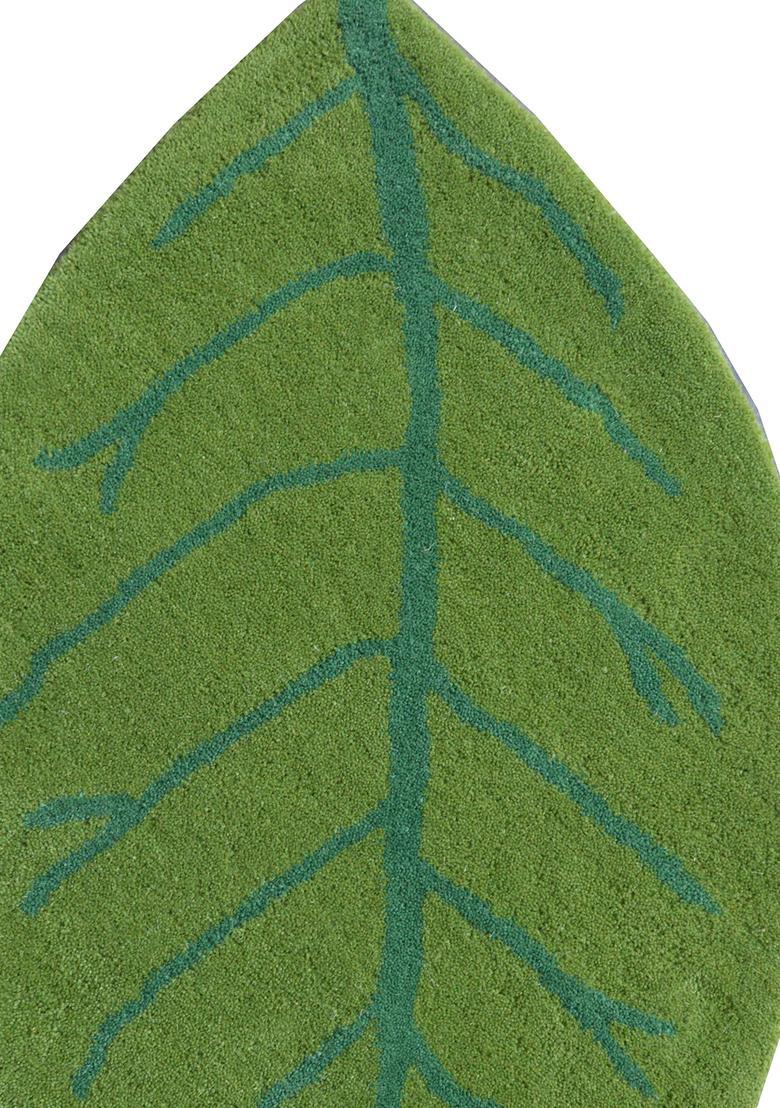 Saffron Rugs Hand-Tufted 80% Wool Leaf Rug | Green | Cotton Backing | Contemporary Leaf - Indya