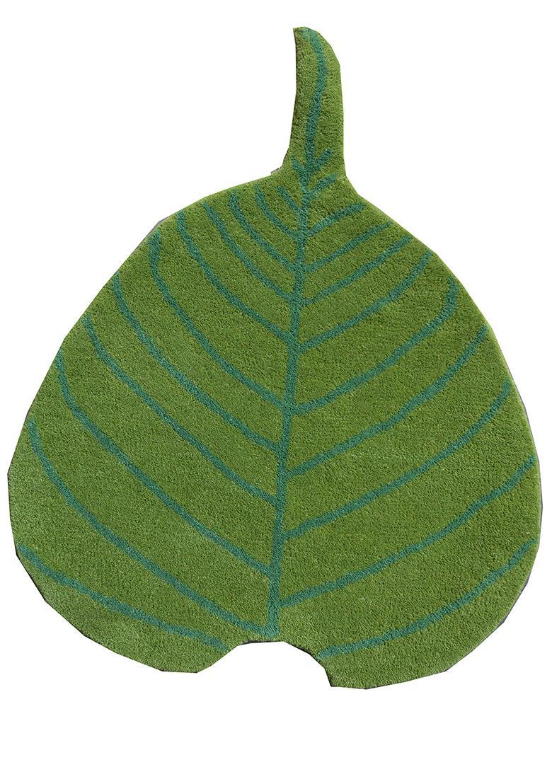 Saffron Rugs Hand-Tufted 80% Wool Leaf Rug | Green | Cotton Backing | Tropical Leaf - Indya