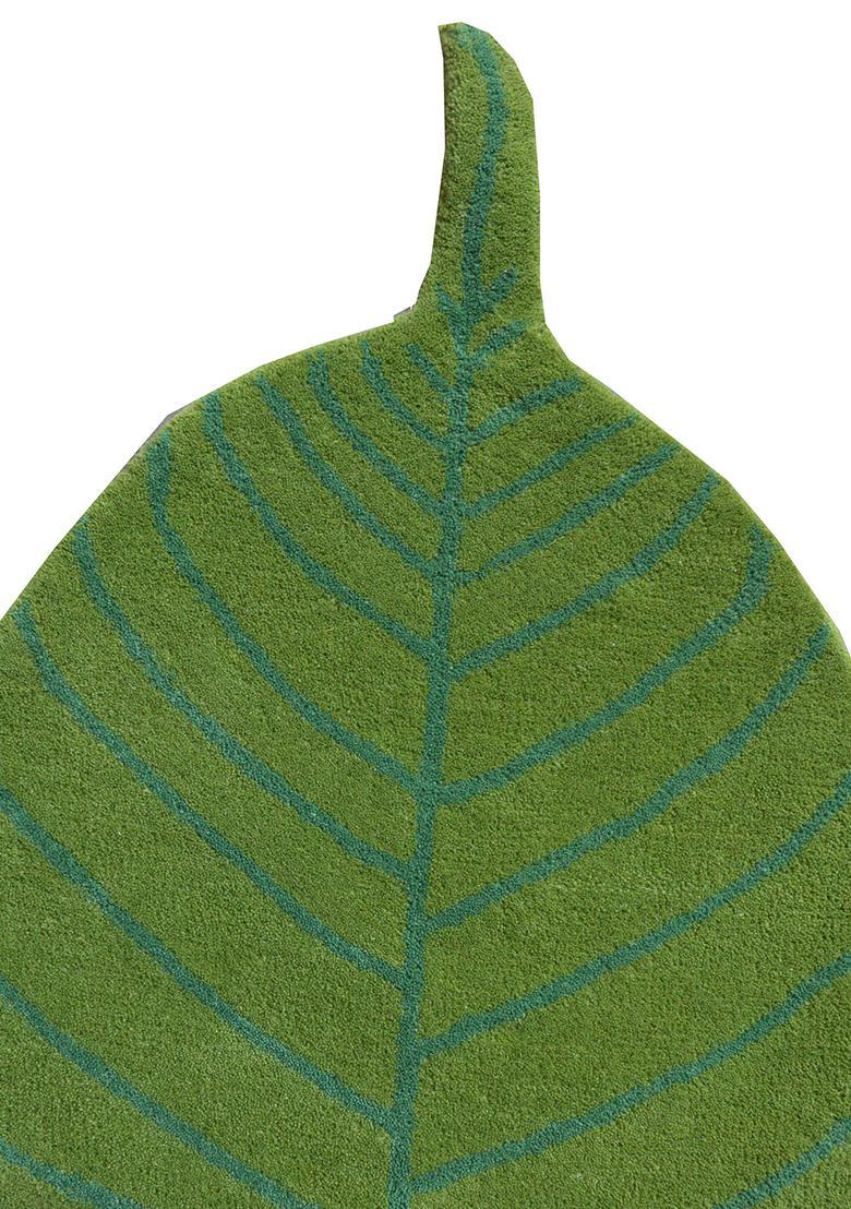 Saffron Rugs Hand-Tufted 80% Wool Leaf Rug | Green | Cotton Backing | Tropical Leaf - Indya