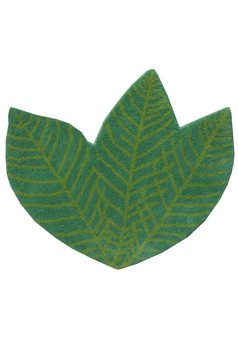 Saffron Rugs Hand-Tufted 80% Wool Leaf Rug | Green | Cotton Backing | Tropical Leaf - Indya