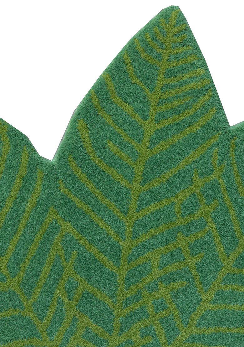 Saffron Rugs Hand-Tufted 80% Wool Leaf Rug | Green | Cotton Backing | Tropical Leaf - Indya