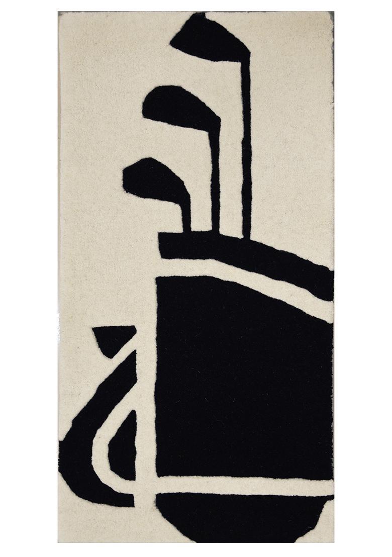 Saffron Rugs Hand-Tufted 80% Wool Rectangular Rug | Black and Cream | Cotton Backing | Casual Geometric - Indya