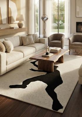 Saffron Rugs Hand-Tufted 80% Wool Rectangular Rug | Cream | Cotton Backing | Contemporary Solid