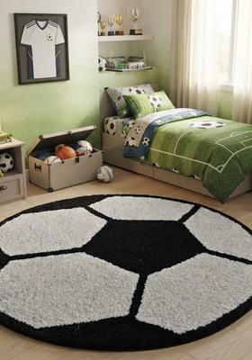 Saffron Rugs Hand-Tufted 80% Wool Round Rug | Black and White | Cotton Backing | Casual Geometric
