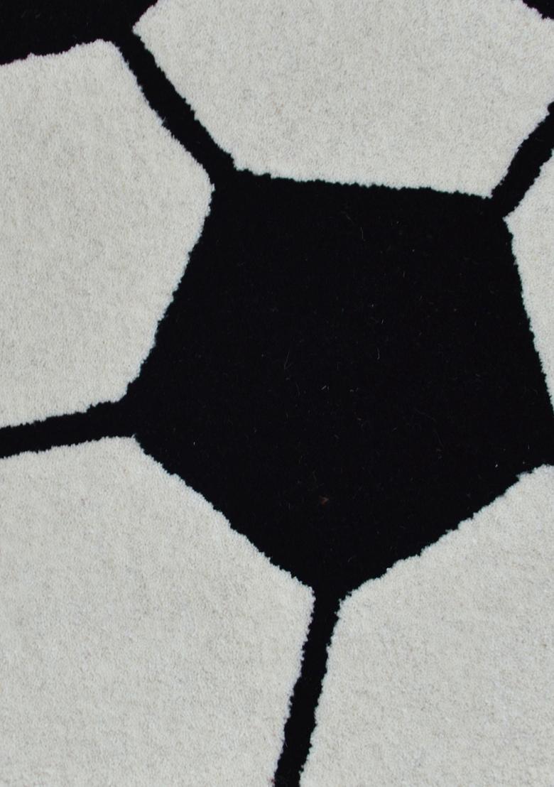 Saffron Rugs Hand-Tufted 80% Wool Round Rug | Black and White | Cotton Backing | Casual Geometric - Indya
