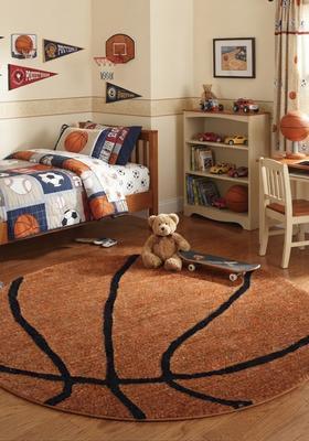 Saffron Rugs Hand-Tufted 80% Wool Round Rug | Orange | Cotton Backing | Casual Geometric