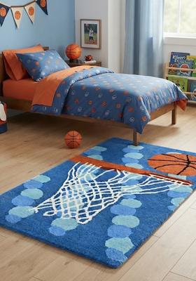 Saffron Rugs Hand-Tufted 80% Wool Rectangular Rug | Blue | Cotton Backing | Casual Polka Dots