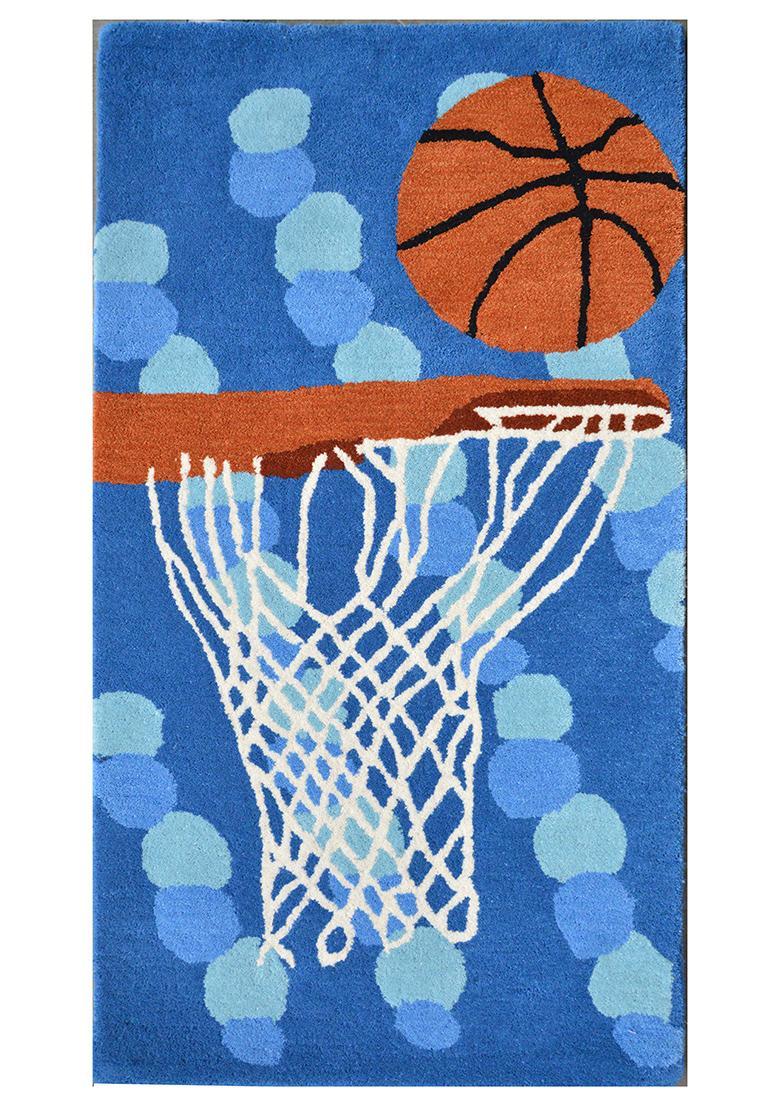 Saffron Rugs Hand-Tufted 80% Wool Rectangular Rug | Blue | Cotton Backing | Casual Polka Dots - Indya