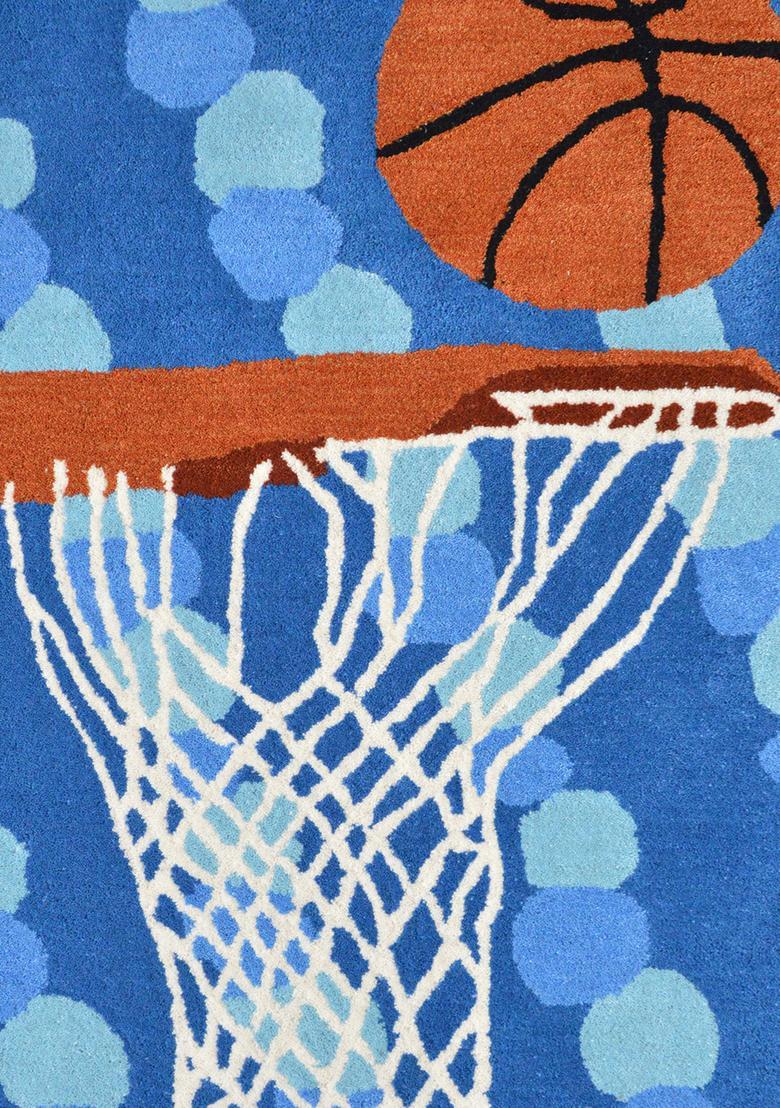 Saffron Rugs Hand-Tufted 80% Wool Rectangular Rug | Blue | Cotton Backing | Casual Polka Dots - Indya