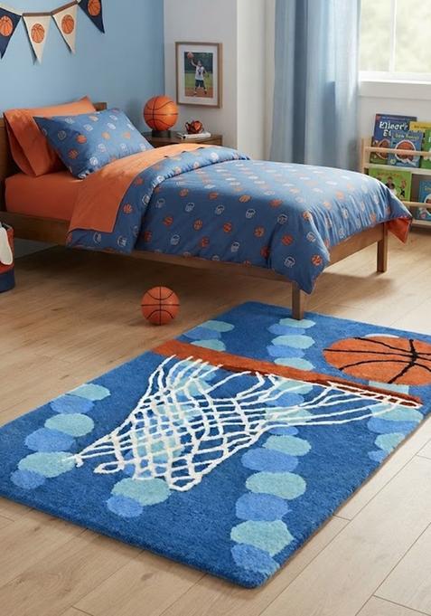 Saffron Rugs Hand-Tufted 80% Wool Rectangular Rug | Blue | Cotton Backing | Casual Polka Dots