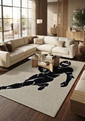 Saffron Rugs Hand-Tufted 80% Wool Rectangular Rug | Black and White | Cotton Backing | Modern Geometric