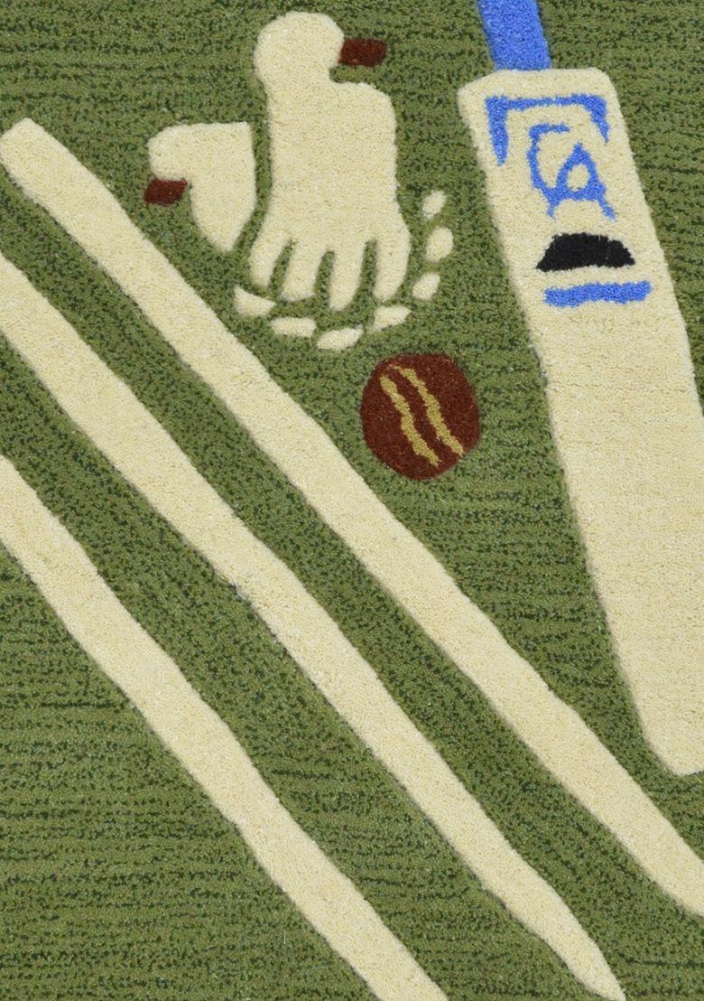 Saffron Rugs Hand-Tufted 80% Wool Square Rug | Olive Green | Cotton Backing | Casual Geometric - Indya