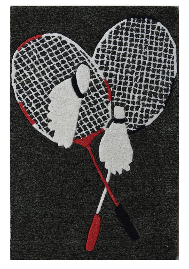 Saffron Rugs Hand-Tufted 80% Wool Rectangular Rug | Dark Charcoal | Cotton Backing | Casual Animal Print - Indya