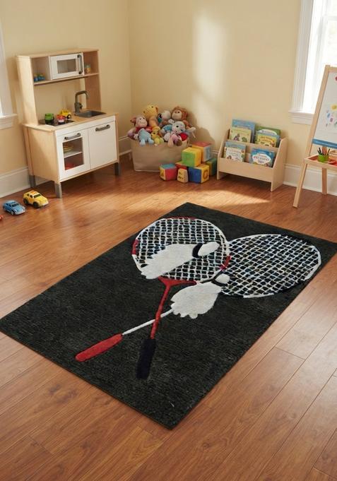 Saffron Rugs Hand-Tufted 80% Wool Rectangular Rug | Dark Charcoal | Cotton Backing | Casual Animal Print