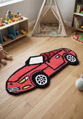 Saffron Rugs Hand-Tufted 80% Wool Oblong Rug | Red | Cotton Backing | Casual Solid