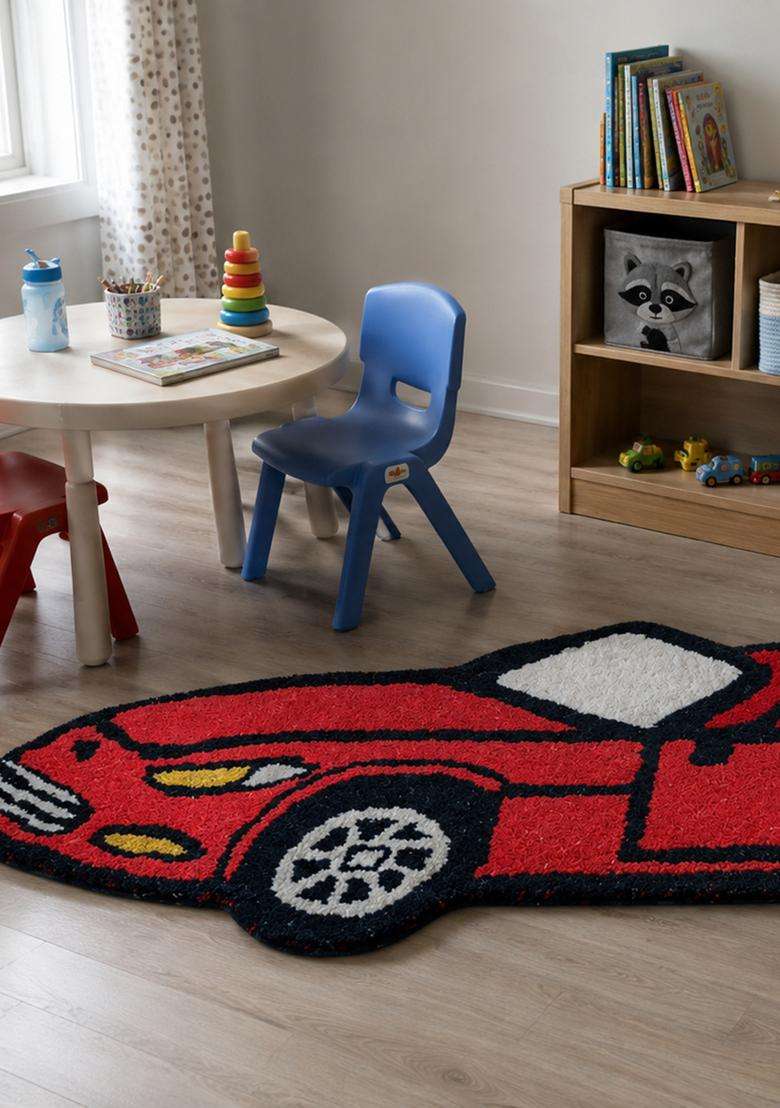 Saffron Rugs Hand-Tufted 80% Wool Oblong Rug | Red | Cotton Backing | Casual Solid - Indya
