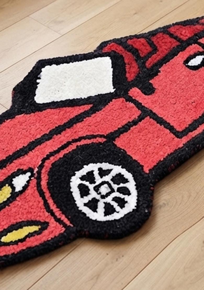Saffron Rugs Hand-Tufted 80% Wool Oblong Rug | Red | Cotton Backing | Casual Solid - Indya