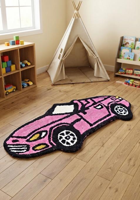 Saffron Rugs Hand-Tufted 80% Wool Oblong Rug | Pink | Cotton Backing | Casual Solid