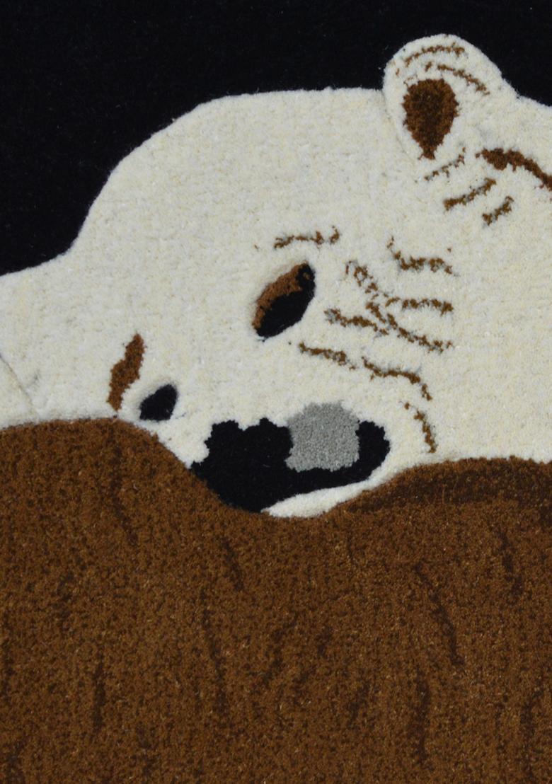 Saffron Rugs Hand-Tufted 80% Wool Rectangular Rug | Black Brown White | Cotton Backing | Country Rustic Animal Print - Indya
