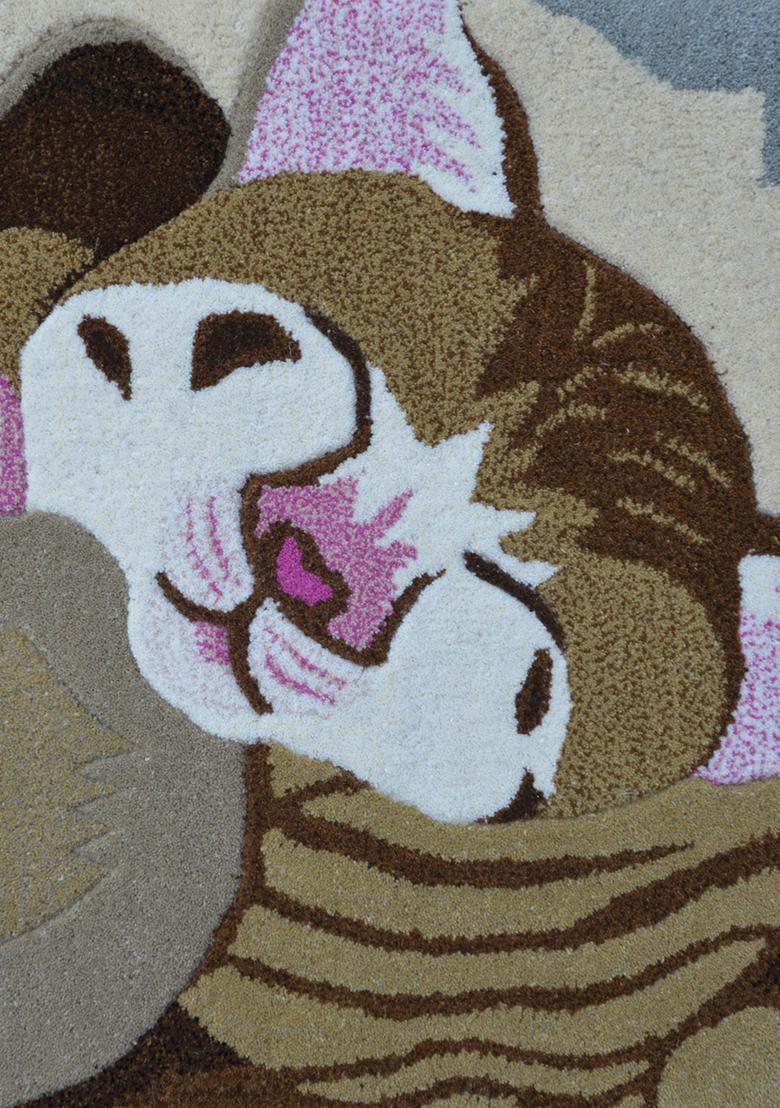 Saffron Rugs Hand-Tufted 80% Wool Rectangular Rug | Beige Brown | Cotton Backing | Casual Animal Print - Indya
