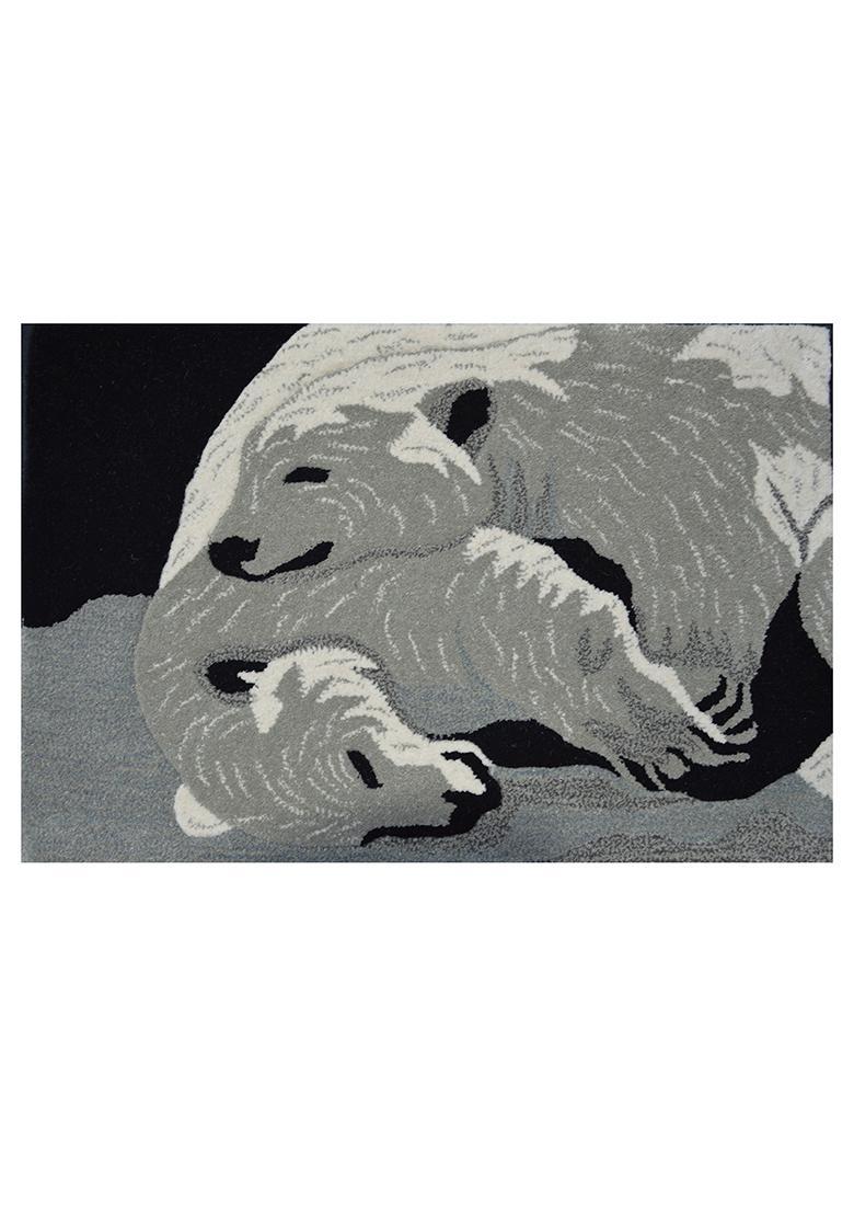 Saffron Rugs Hand-Tufted 80% Wool Rectangular Rug | Grey Black White | Cotton Backing | Contemporary Animal Print - Indya