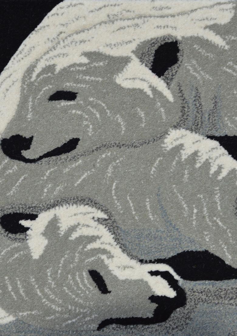 Saffron Rugs Hand-Tufted 80% Wool Rectangular Rug | Grey Black White | Cotton Backing | Contemporary Animal Print - Indya