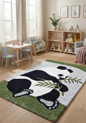 Saffron Rugs Hand-Tufted 80% Wool Rectangular Rug | Grey | Cotton Backing | Casual Animal Print
