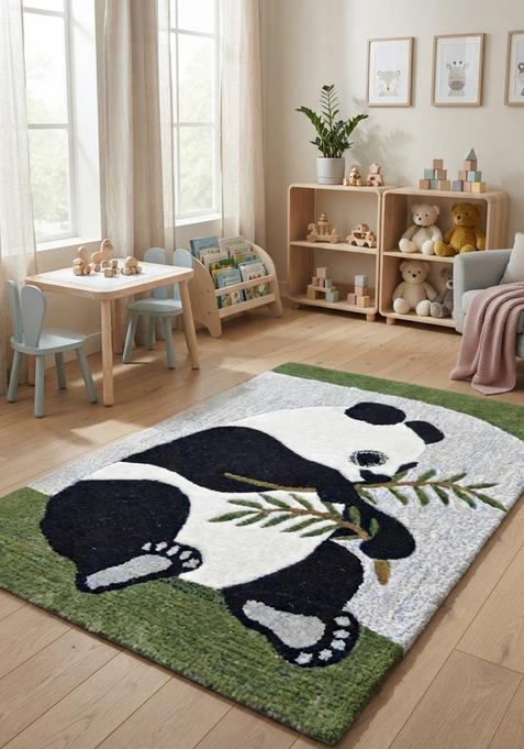 Saffron Rugs Hand-Tufted 80% Wool Rectangular Rug | Grey | Cotton Backing | Casual Animal Print