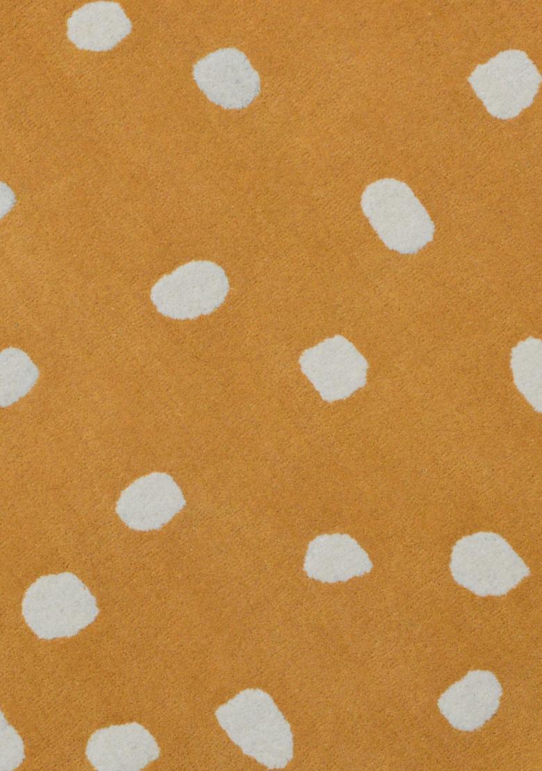 Saffron Rugs Hand-Tufted 80% Wool Round Rug | Mustard Yellow | Cotton Backing | Contemporary Polka Dots - Indya