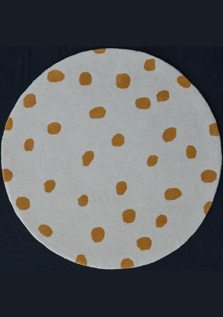 Saffron Rugs Hand-Tufted 80% Wool Square Rug | Grey and Yellow | Cotton Backing | Contemporary Polka Dots - Indya