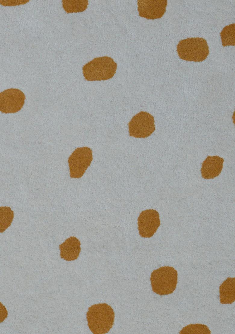 Saffron Rugs Hand-Tufted 80% Wool Square Rug | Grey and Yellow | Cotton Backing | Contemporary Polka Dots - Indya