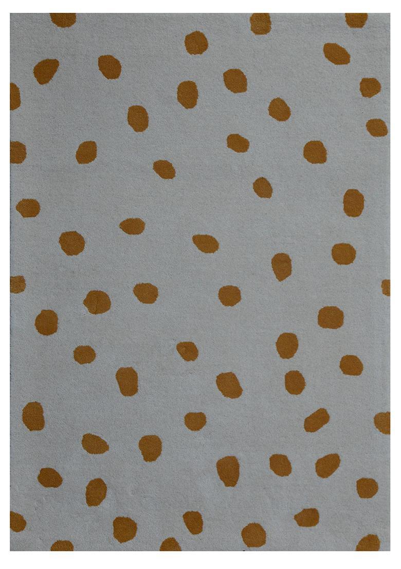 Saffron Rugs Hand-Tufted 80% Wool Rectangular Rug | Yellow Gold Dots | Cotton Backing | Contemporary Polka Dots - Indya