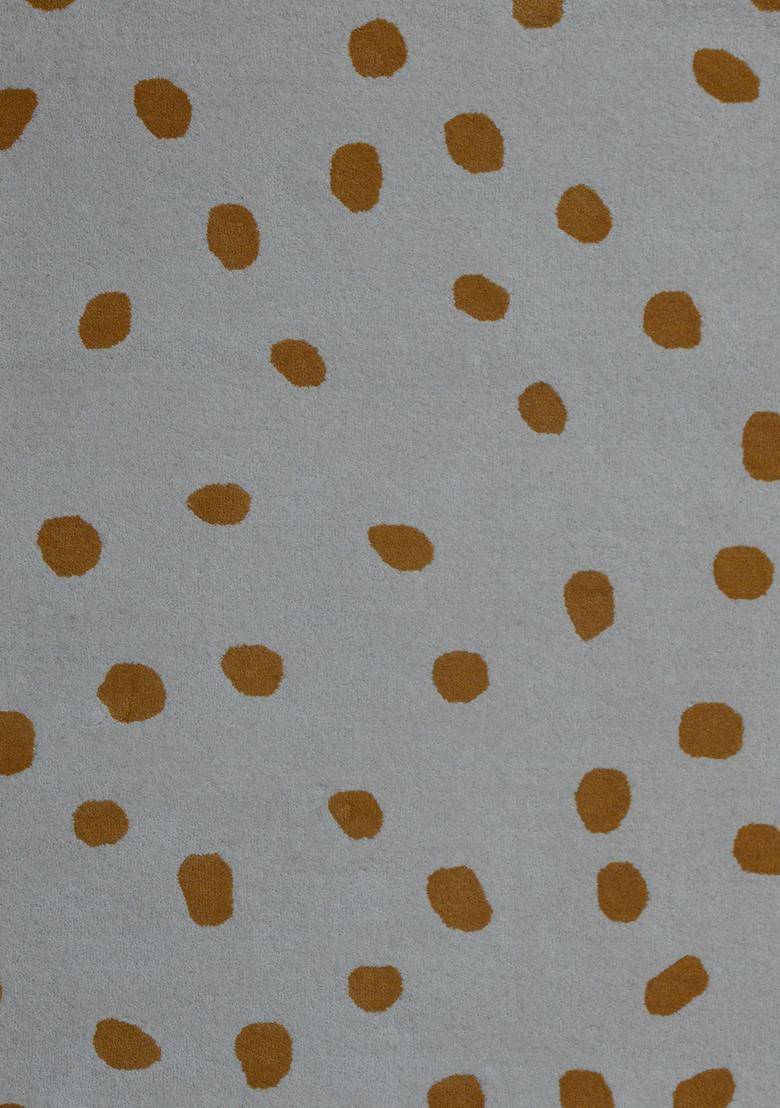Saffron Rugs Hand-Tufted 80% Wool Rectangular Rug | Yellow Gold Dots | Cotton Backing | Contemporary Polka Dots - Indya