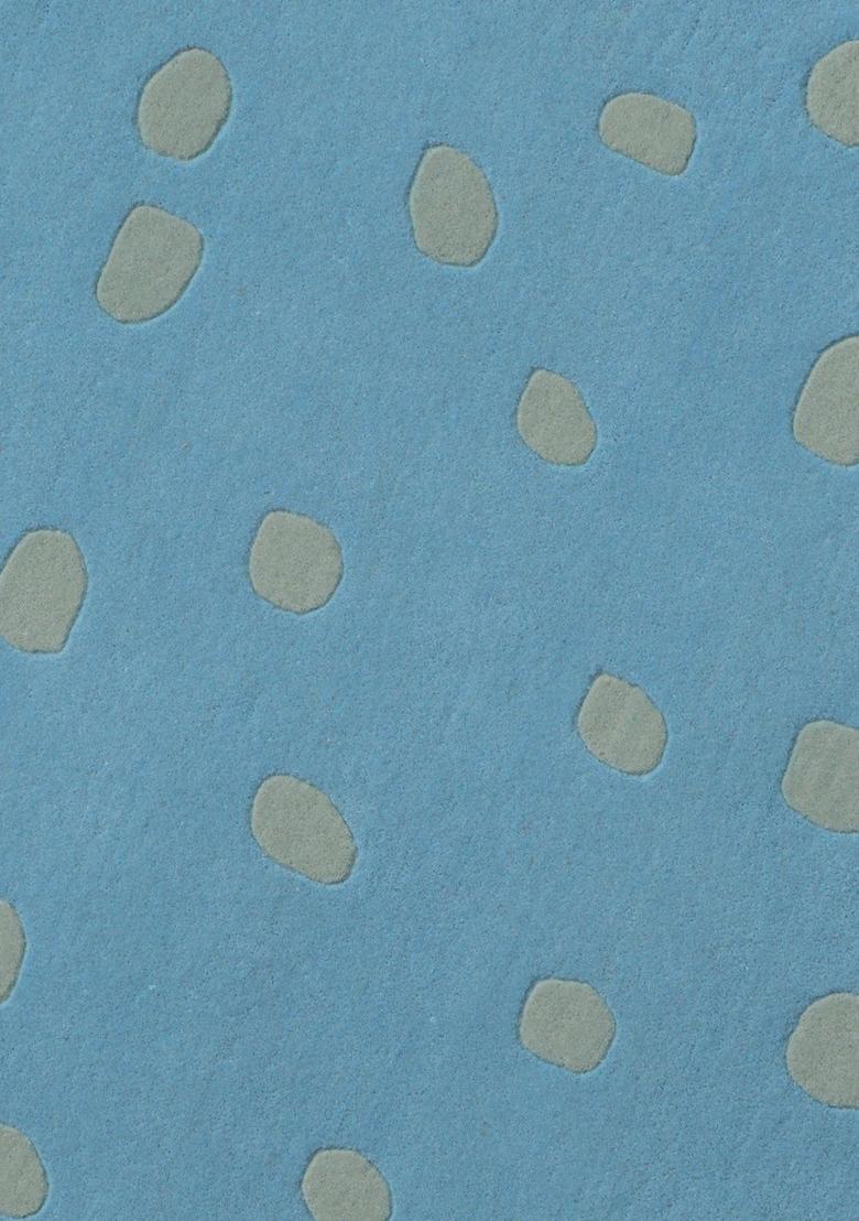 Saffron Rugs Hand-Tufted 80% Wool Round Rug | Mint Blue | Cotton Backing | Contemporary Polka Dots - Indya