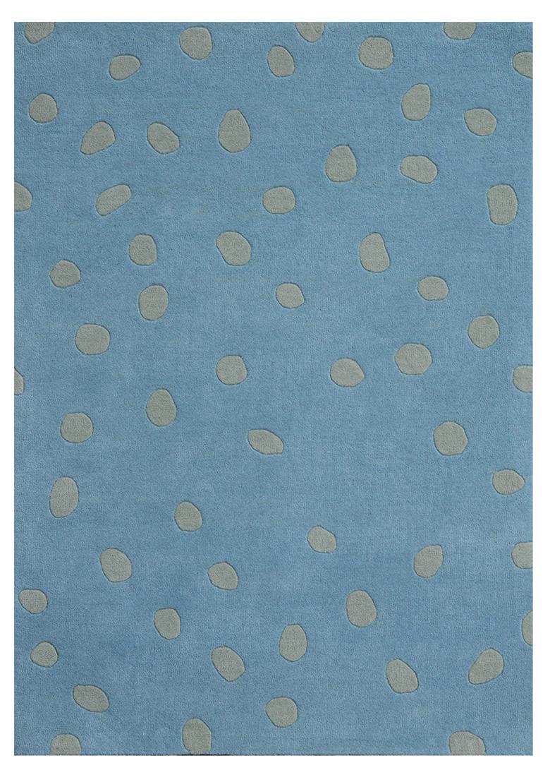 Saffron Rugs Hand-Tufted 80% Wool Rectangular Rug | Mint Blue | Cotton Backing | Contemporary Polka Dots - Indya