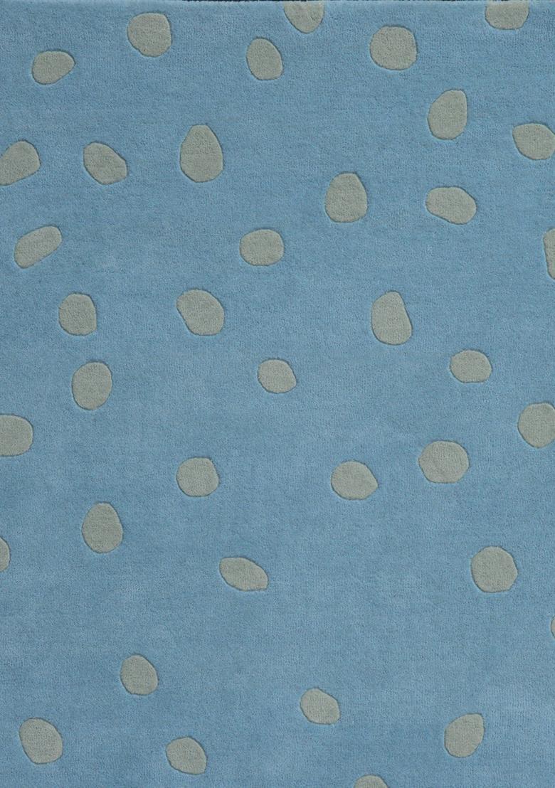 Saffron Rugs Hand-Tufted 80% Wool Rectangular Rug | Mint Blue | Cotton Backing | Contemporary Polka Dots - Indya
