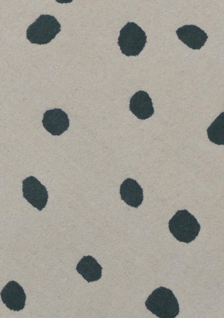 Saffron Rugs Hand-Tufted 80% Wool Round Rug | Cream Dark Green | Cotton Backing | Casual Polka Dots - Indya