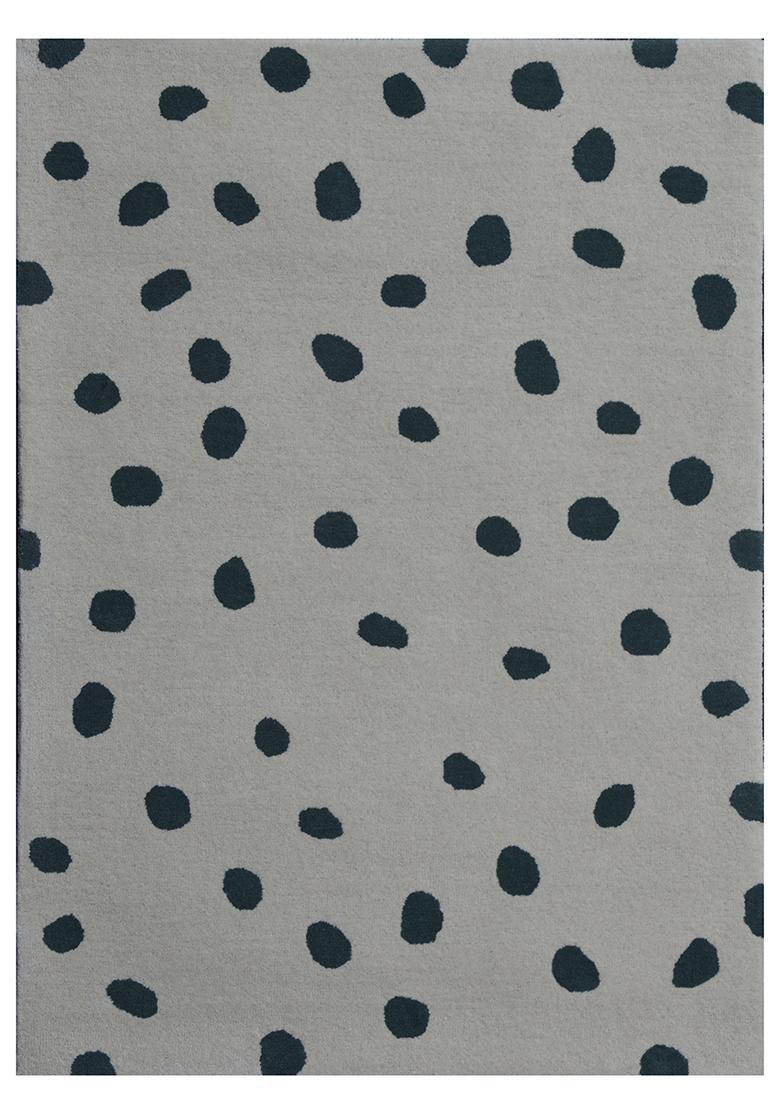 Saffron Rugs Hand-Tufted 80% Wool Rectangular Rug | Dark Green | Cotton Backing | Contemporary Polka Dots - Indya